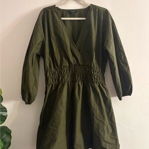 Banana Republic Olive Green Long Sleeve Wrap Dress